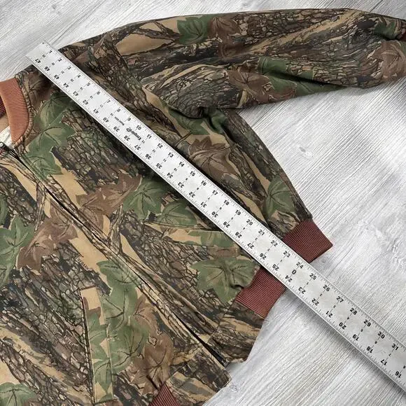 VTG Trebark Camo Bomber Jacket Mens Large Green Thermo Lined Made in USA Gander - Picture 6 of 7